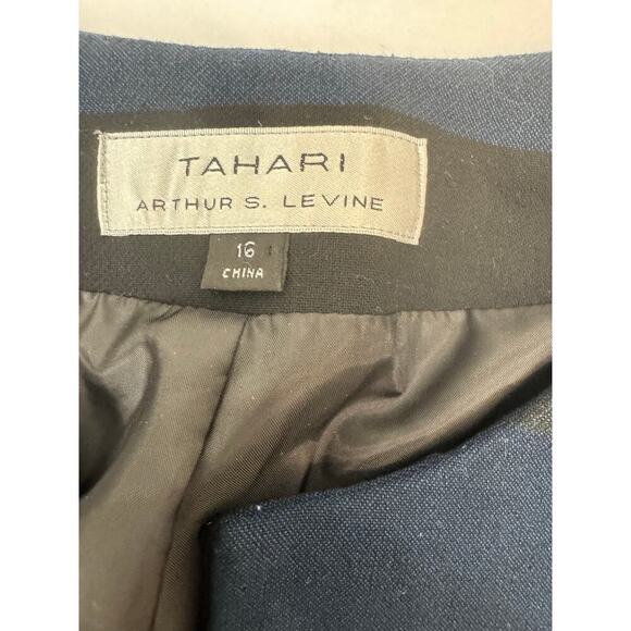 Tahari ASL Blazer Jacket Chic Black Blue Stripe Long Sleeve Plus Women's Size 16 - Picture 6 of 9